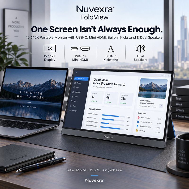 Nuvexra™ FoldView 15.6'' | 2K Portable Monitor
