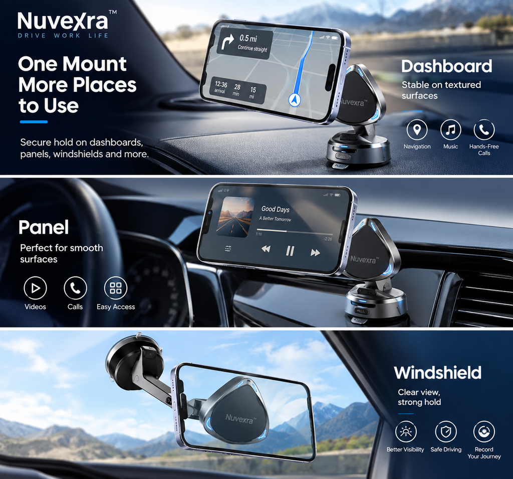 Nuvexra™ VacuLock Magnetic Vacuum Phone Mount