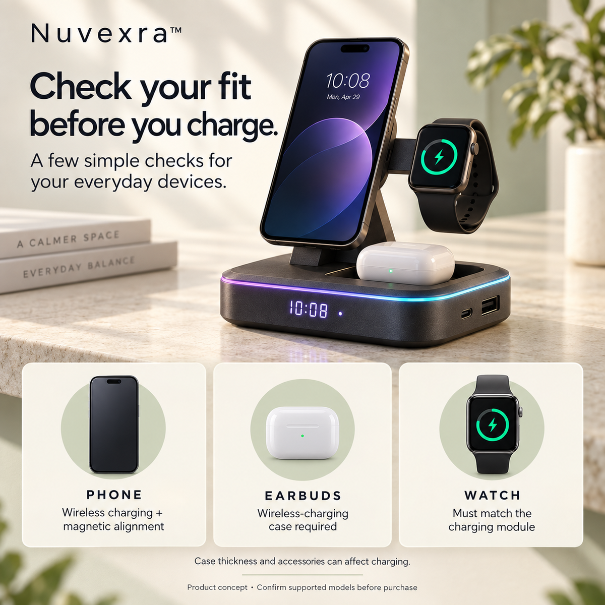 Nuvexra™ ArcHalo All-in-One Magnetic Wireless Charging Station