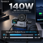 Nuvexra™ VoltSphere 180W SiC Smart Charging Station — 3-in-1 Wireless, Qi2 25W, Smart Display & Air Cooling