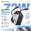 Nuvexra™ ArcHalo 3-in-1 Magnetic Wireless Charging Station with RGB Light & Digital Clock