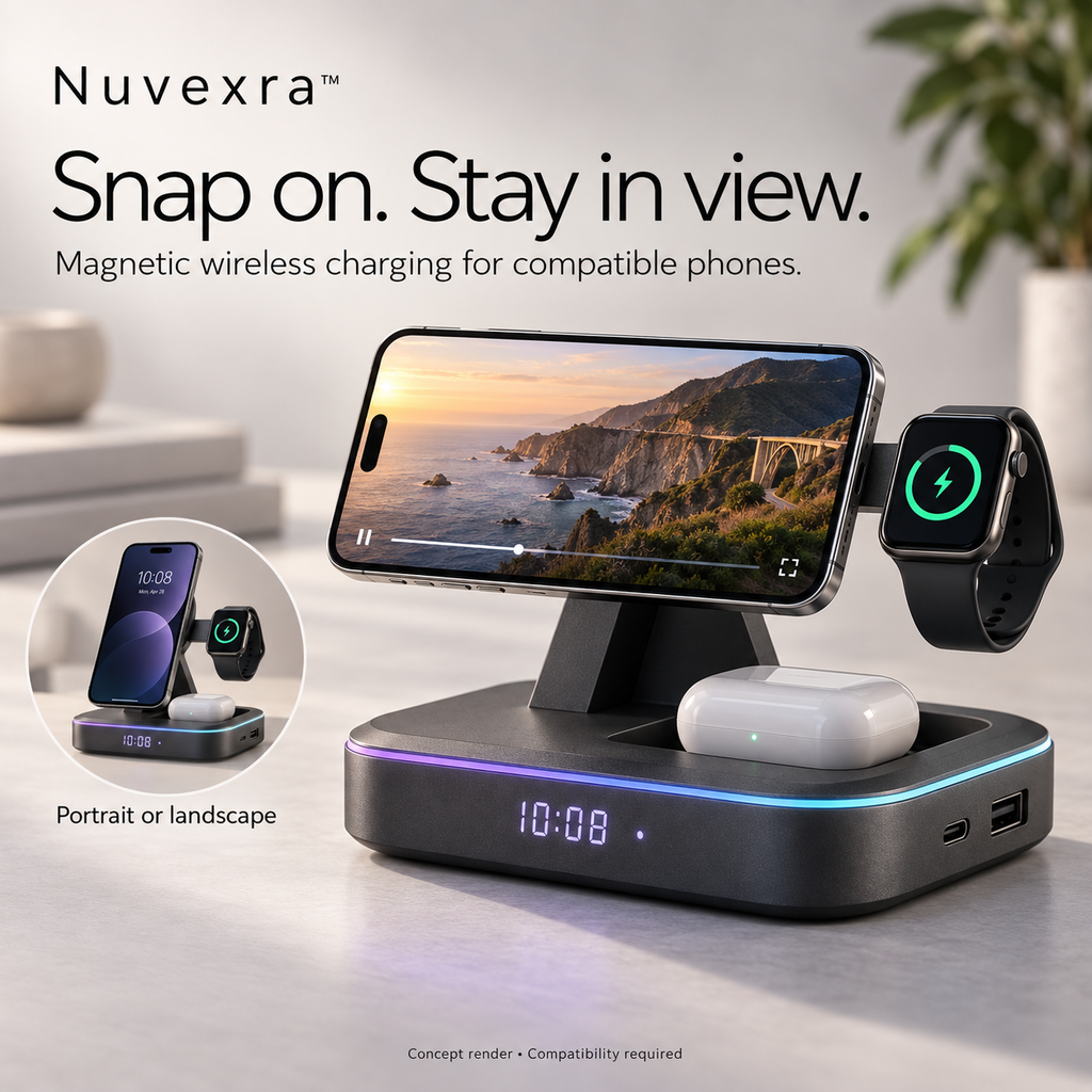 Nuvexra™ ArcHalo All-in-One Magnetic Wireless Charging Station