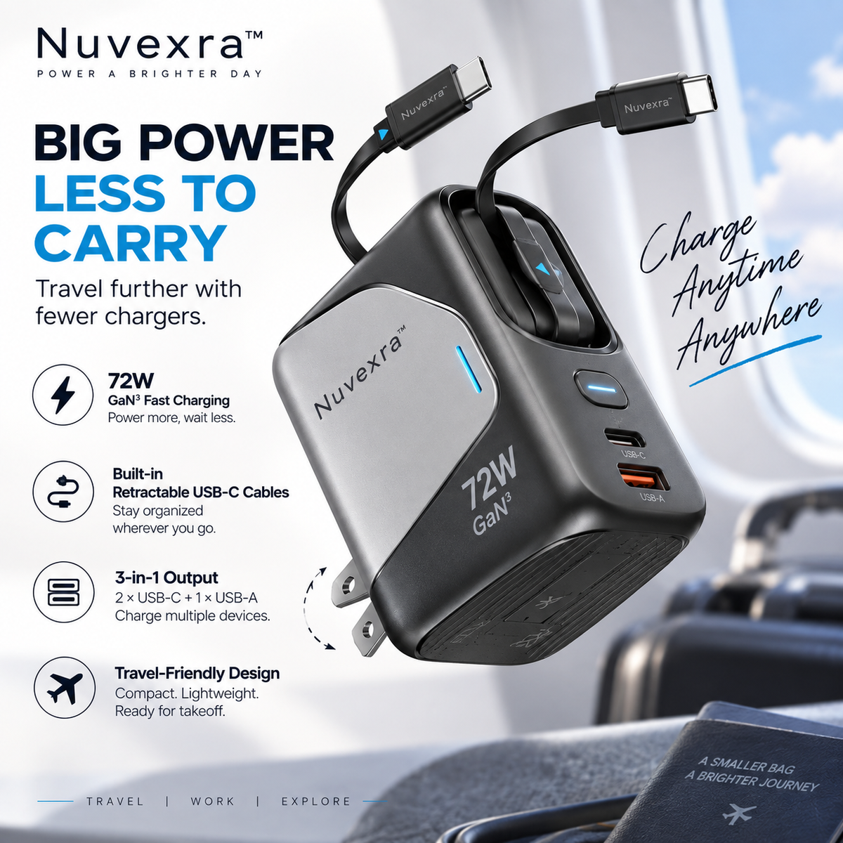 Nuvexra™ ArcHalo 3-in-1 Magnetic Wireless Charging Station with RGB Light & Digital Clock