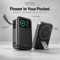 Nuvexra™ MagVault 10K Magnetic Power Bank — 10,000mAh, 25W Magnetic Wireless Charging, 65W USB-C, Retractable Cable & Smart Display