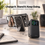 Nuvexra™ MagVault 10K Magnetic Power Bank — 10,000mAh, 25W Magnetic Wireless Charging, 65W USB-C, Retractable Cable & Smart Display