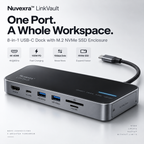 Nuvexra™ LinkVault 8-in-1 USB-C Dock with M.2 NVMe SSD Enclosure — 4K HDMI, 100W PD & 10Gbps Data
