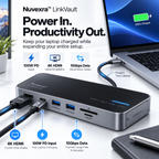 Nuvexra™ LinkVault 8-in-1 USB-C Dock with M.2 NVMe SSD Enclosure — 4K HDMI, 100W PD & 10Gbps Data