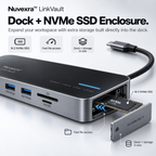 Nuvexra™ LinkVault 8-in-1 USB-C Dock with M.2 NVMe SSD Enclosure — 4K HDMI, 100W PD & 10Gbps Data