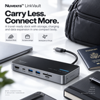 Nuvexra™ LinkVault 8-in-1 USB-C Dock with M.2 NVMe SSD Enclosure — 4K HDMI, 100W PD & 10Gbps Data