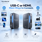 Nuvexra™ AirLink 4K Wireless HDMI & USB-C Transmitter/Receiver Kit — Plug & Play, Dual-Band & Low-Latency Display