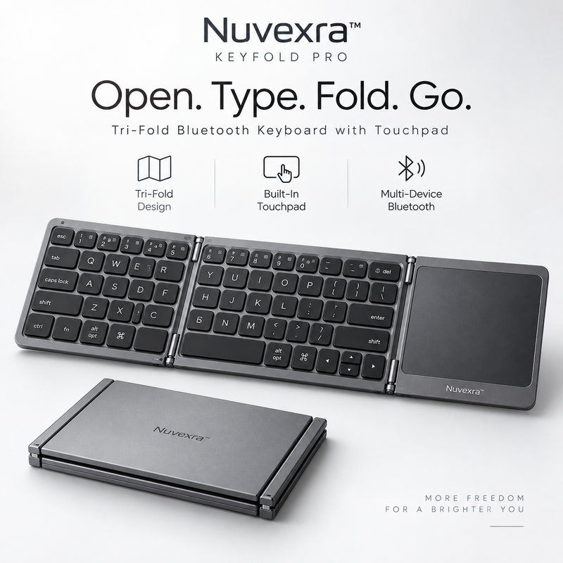 Nuvexra™ KeyFold Pro | Tri-fold Bluetooth Keyboard