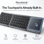 Nuvexra™ KeyFold Pro Tri-Fold Bluetooth Keyboard with Touchpad — Multi-Device, USB-C Rechargeable & Travel-Ready