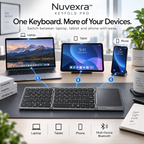 Nuvexra™ KeyFold Pro Tri-Fold Bluetooth Keyboard with Touchpad — Multi-Device, USB-C Rechargeable & Travel-Ready