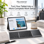 Nuvexra™ KeyFold Pro Tri-Fold Bluetooth Keyboard with Touchpad — Multi-Device, USB-C Rechargeable & Travel-Ready