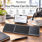 Nuvexra™ KeyFold Pro Tri-Fold Bluetooth Keyboard with Touchpad — Multi-Device, USB-C Rechargeable & Travel-Ready
