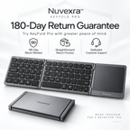 Nuvexra™ KeyFold Pro Tri-Fold Bluetooth Keyboard with Touchpad — Multi-Device, USB-C Rechargeable & Travel-Ready