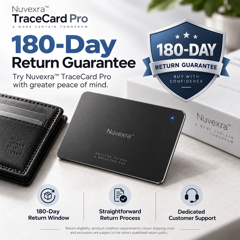 Nuvexra™ TraceCard Pro Ultra-Slim Rechargeable Wallet Tracker — Find My-Compatible, Wireless Charging & Smart Lost Alerts