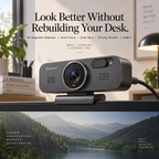 Nuvexra™ FrameCam Pro 4K Magnetic Webcam — Auto Focus, Dual Noise-Reducing Mics, Privacy Shutter & USB-C