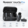 Nuvexra™ VoiceClip Pro Dual Wireless Lavalier Microphone Kit — 2-Person Recording, Noise Reduction, Charging Case & USB-C
