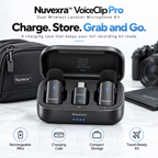 Nuvexra™ VoiceClip Pro Dual Wireless Lavalier Microphone Kit — 2-Person Recording, Noise Reduction, Charging Case & USB-C