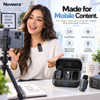 Nuvexra™ VoiceClip Pro Dual Wireless Lavalier Microphone Kit — 2-Person Recording, Noise Reduction, Charging Case & USB-C