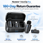 Nuvexra™ VoiceClip Pro Dual Wireless Lavalier Microphone Kit — 2-Person Recording, Noise Reduction, Charging Case & USB-C