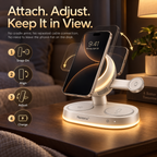Nuvexra™ AeroGlow 4-in-1 Magnetic Wireless Charging Stand — Qi2 25W, Active Cooling & Night Light