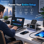 Nuvexra™ VoltSphere 180W SiC Smart Charging Station — 3-in-1 Wireless, Qi2 25W, Smart Display & Air Cooling