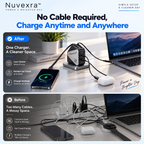 Nuvexra™ ArcHalo 3-in-1 Magnetic Wireless Charging Station with RGB Light & Digital Clock