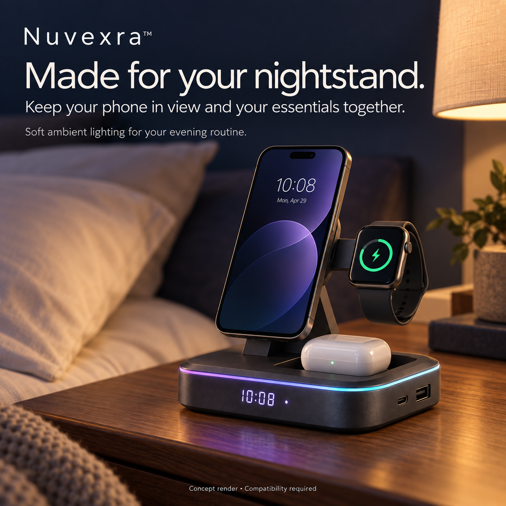Nuvexra™ ArcHalo All-in-One Magnetic Wireless Charging Station