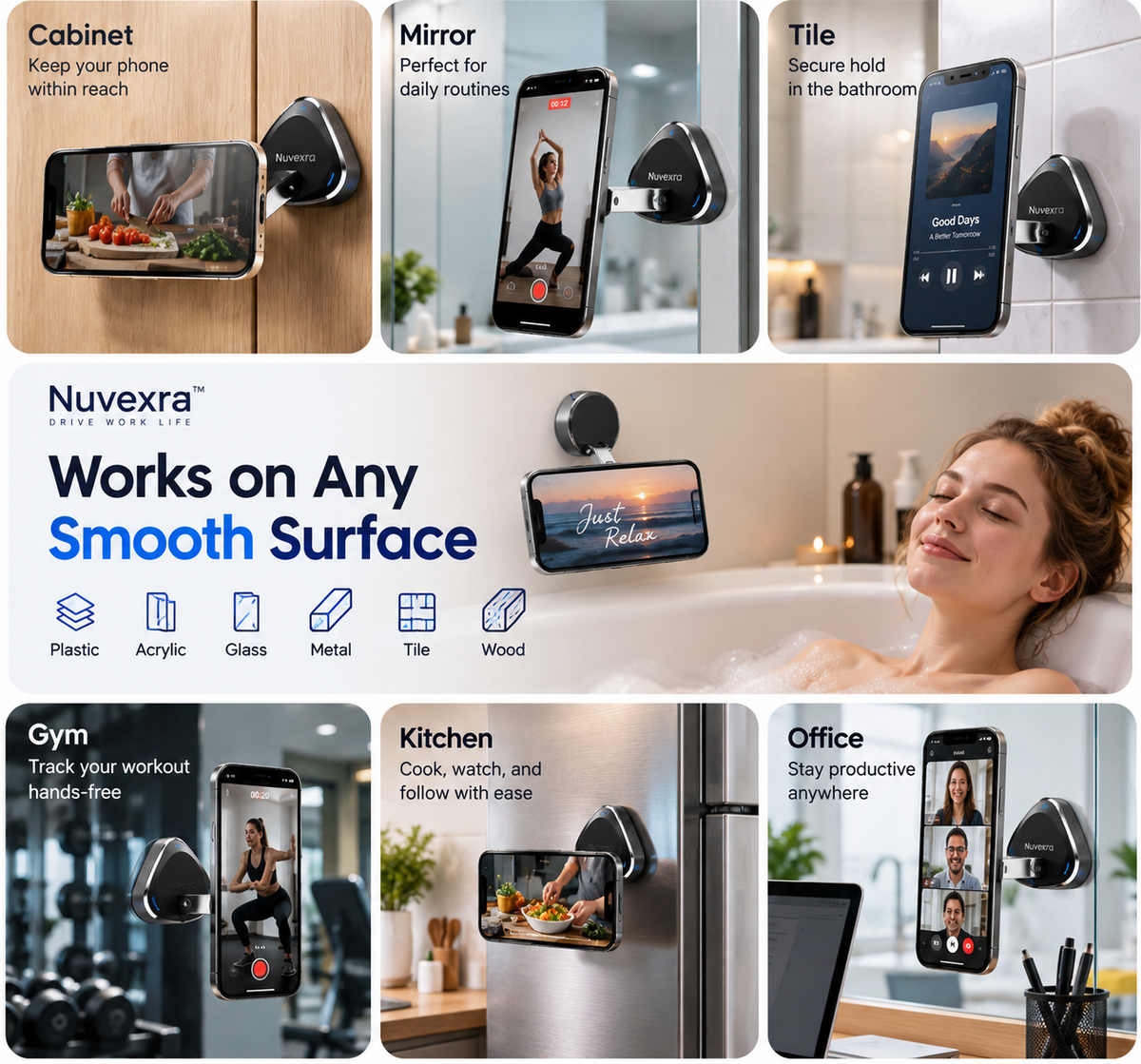 Nuvexra™ VacuLock Magnetic Vacuum Phone Mount